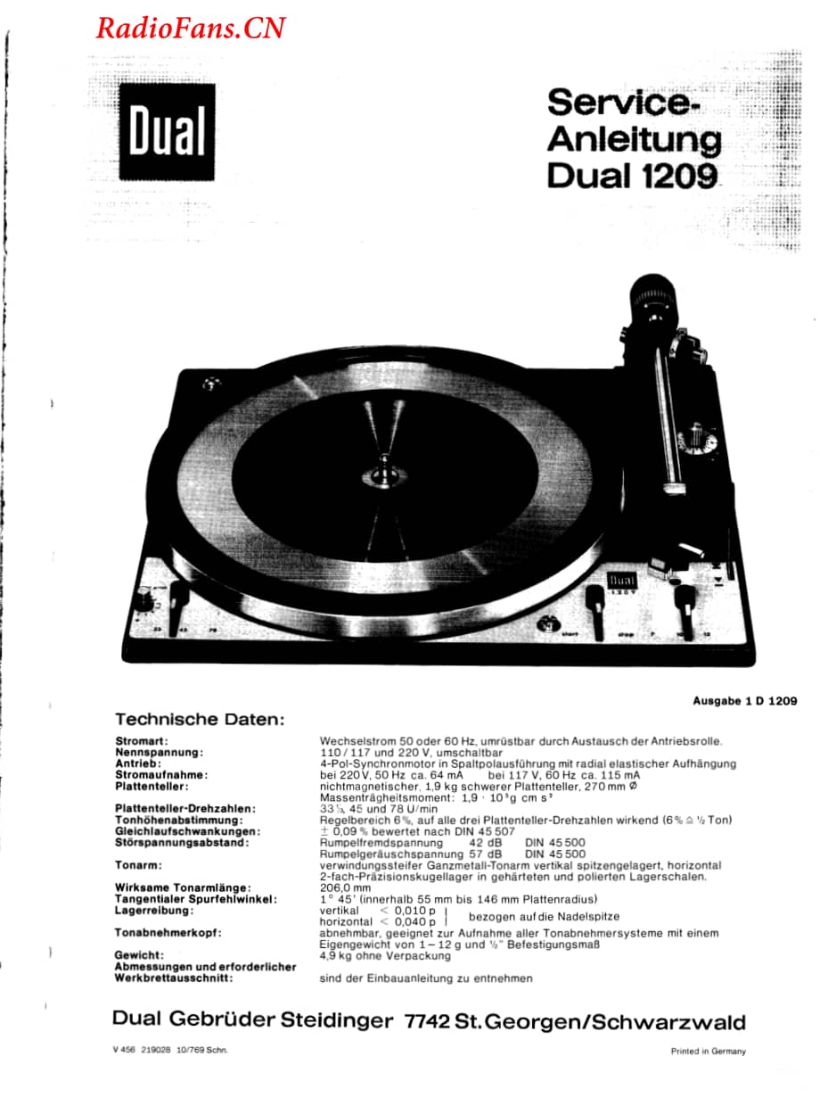 Dual-1209-tt-sm维修电路图 手册.pdf_第1页