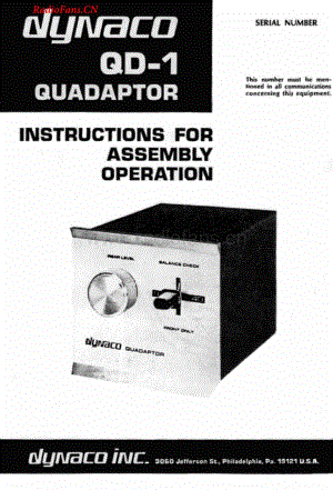 Dynaco-QD1-qd-sm维修电路图 手册.pdf