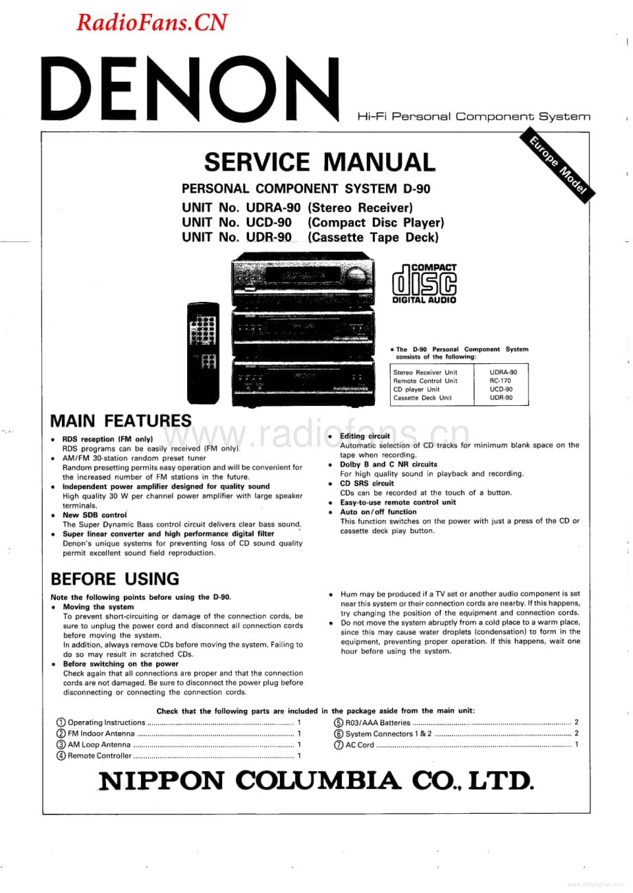 Denon-UDR90-tape-sm维修电路图 手册.pdf_第1页