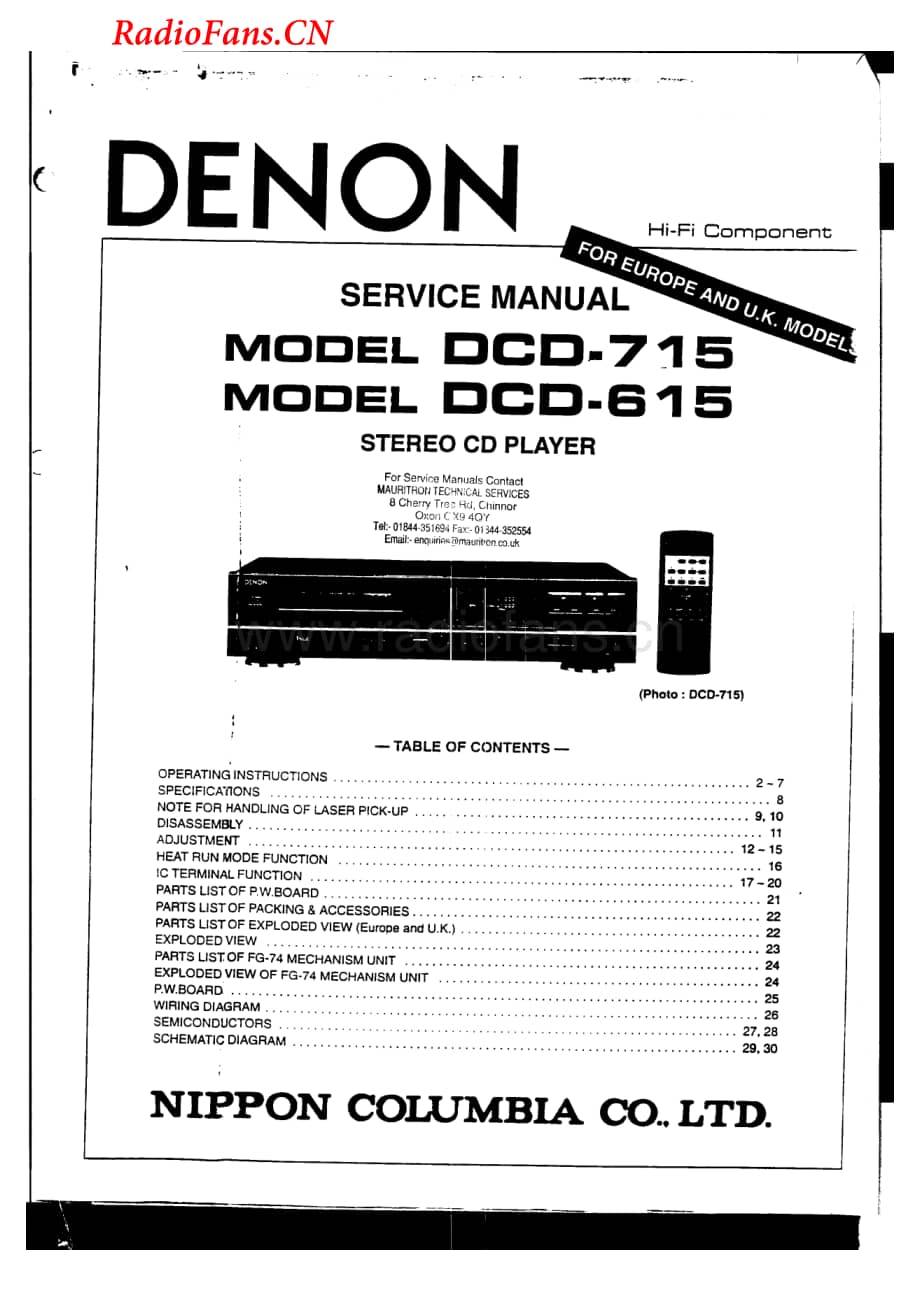 Denon-DCD715-cd-sm维修电路图 手册.pdf_第1页