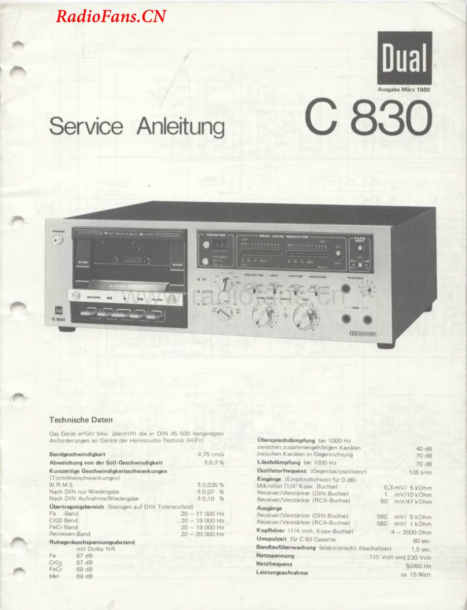 Dual-C830-tape-sm维修电路图 手册.pdf_第1页
