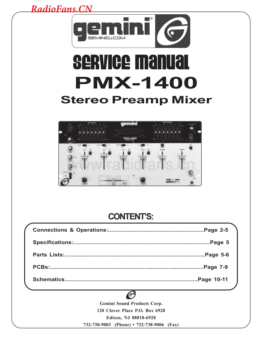 Gemini-PMX1400-mix-sm维修电路图 手册.pdf_第1页