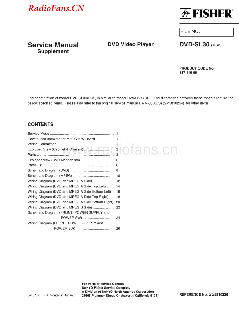Fisher-DVDSL30-dvd-sm维修电路图 手册.pdf_第1页