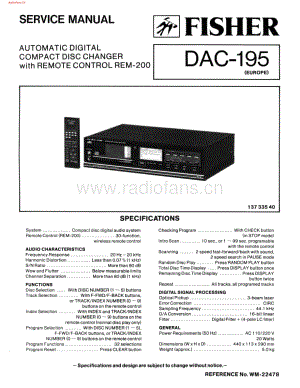 Fisher-DAC195-cd-sch维修电路图 手册.pdf