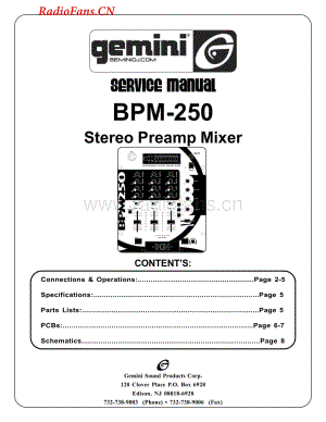 Gemini-BPM250-mix-sm维修电路图 手册.pdf