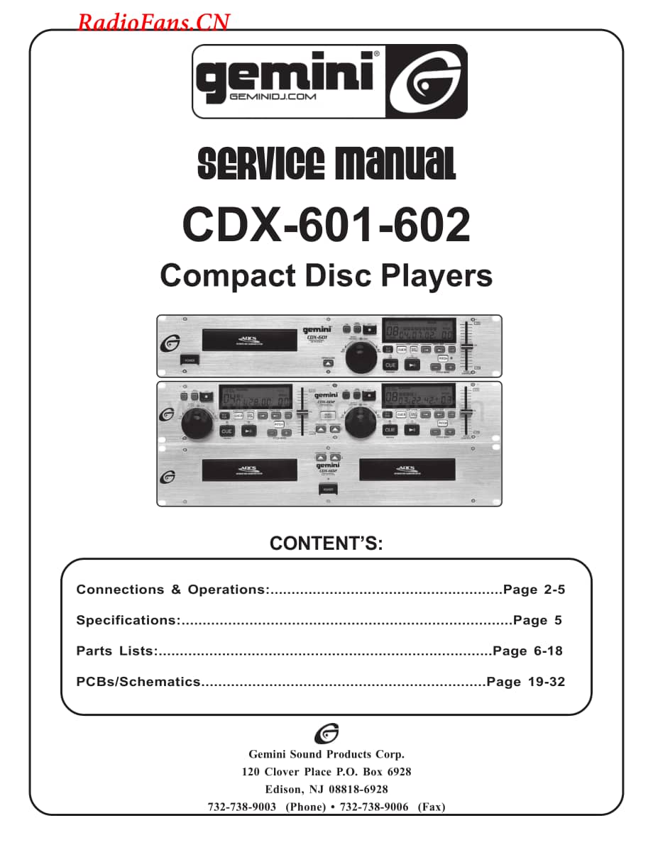 Gemini-CDX602-cd-sm维修电路图 手册.pdf_第1页