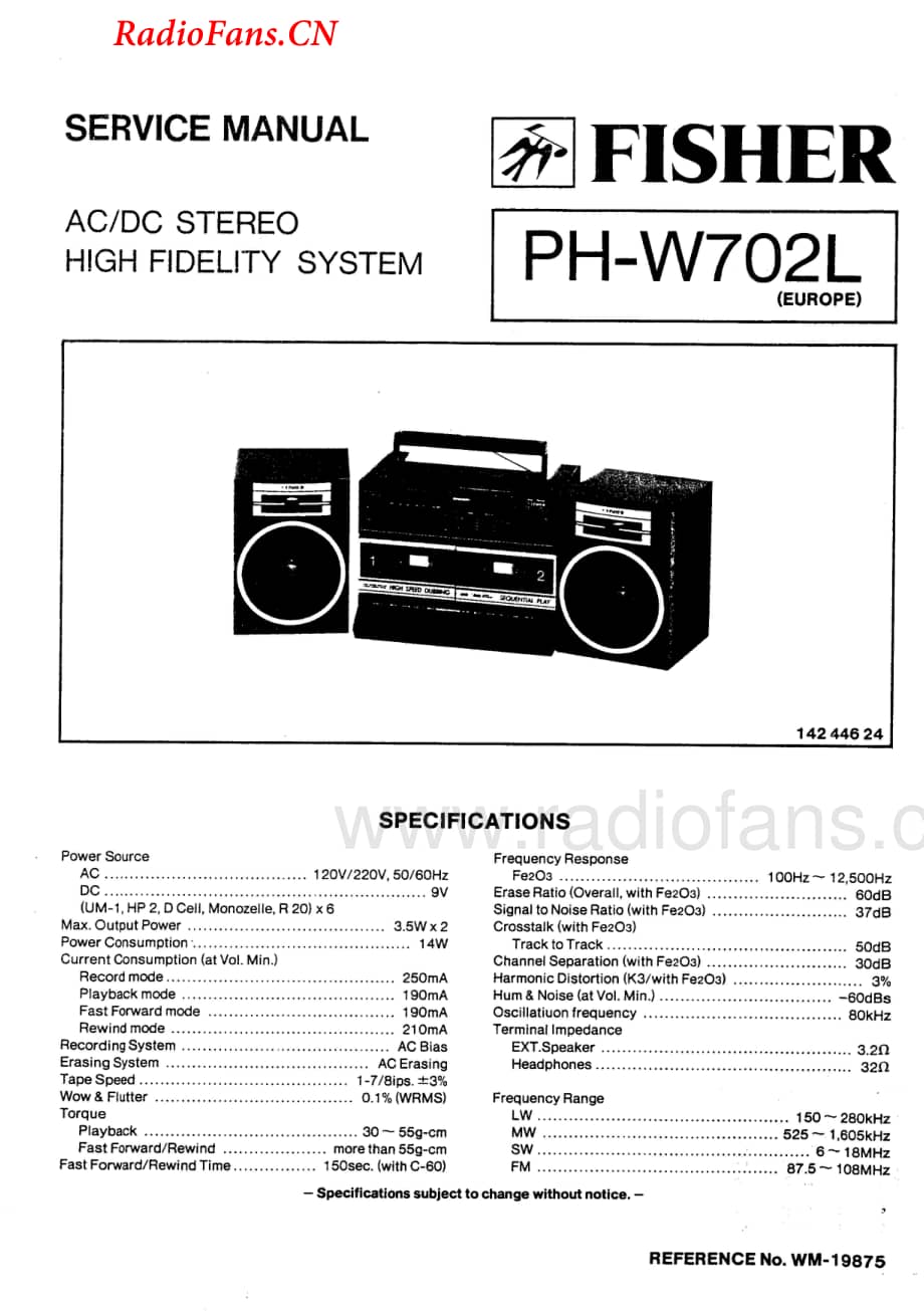 Fisher-PHW702L-mc-sm维修电路图 手册.pdf_第1页