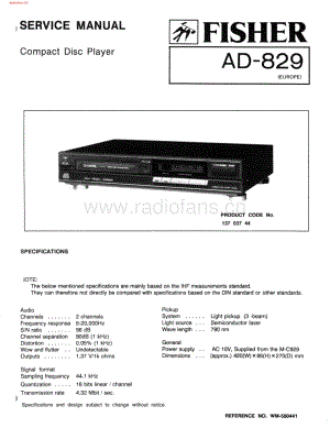 Fisher-AD829-cd-sch维修电路图 手册.pdf