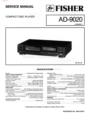 Fisher-AD9020-cd-sch维修电路图 手册.pdf