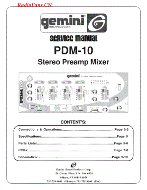 Gemini-PDM10-mix-sm维修电路图 手册.pdf