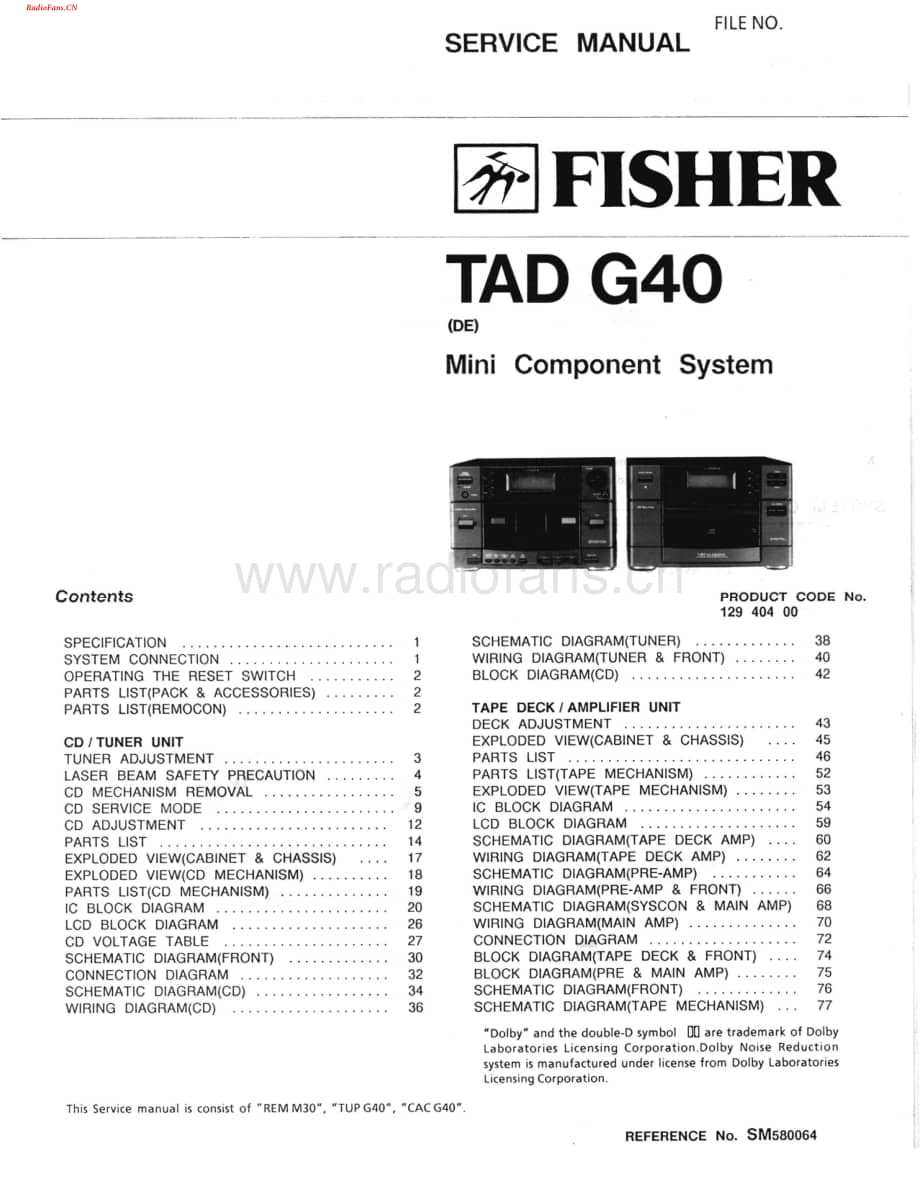 Fisher-TADG40-mc-sm维修电路图 手册.pdf_第1页