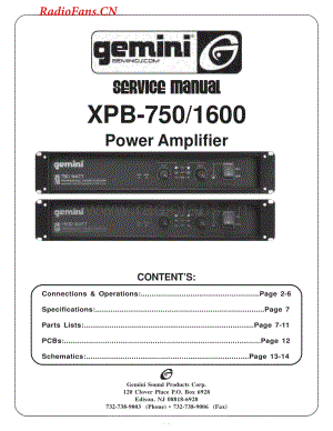 Gemini-XPB1600-pwr-sm维修电路图 手册.pdf