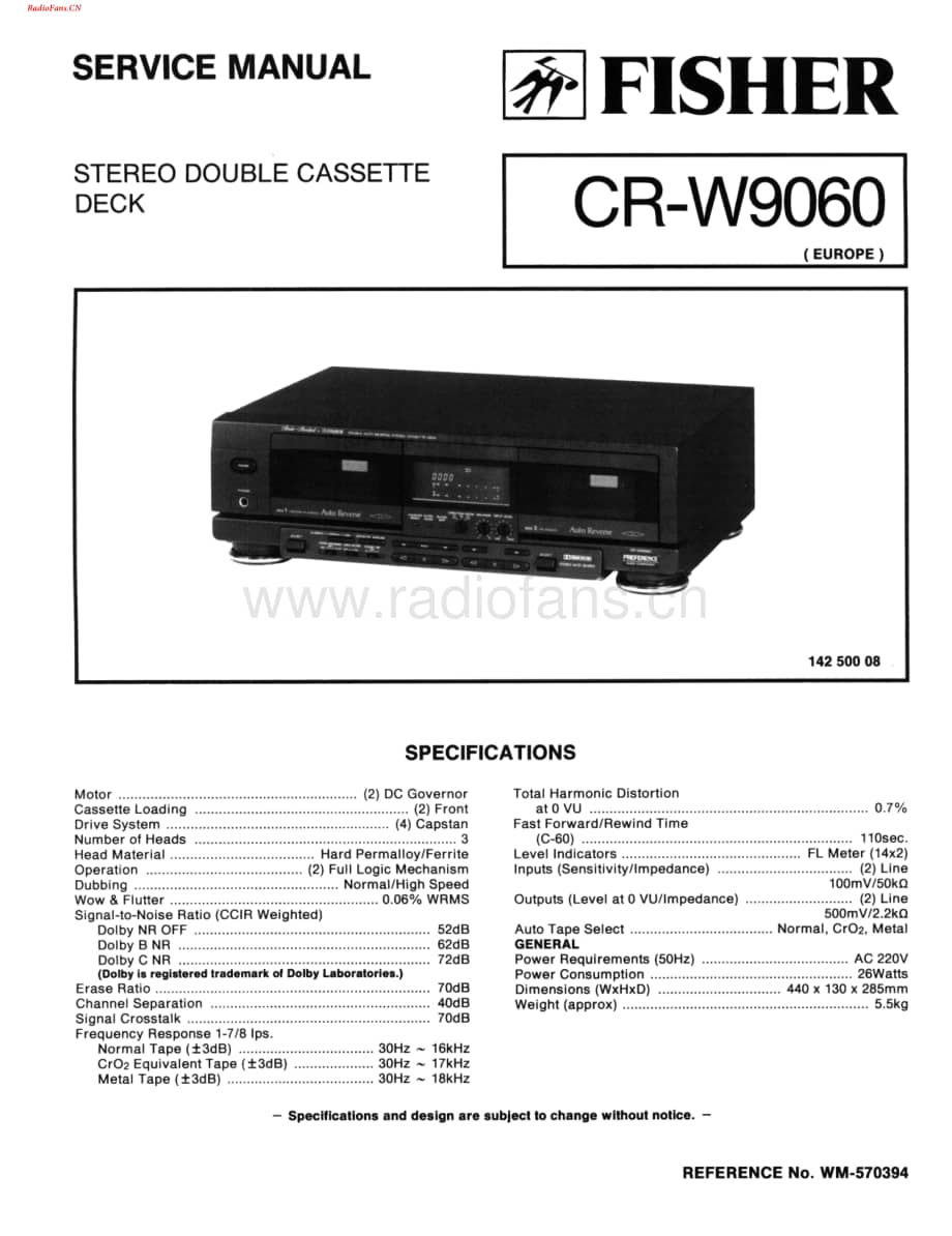 Fisher-CRW9060-tape-sch维修电路图 手册.pdf_第1页