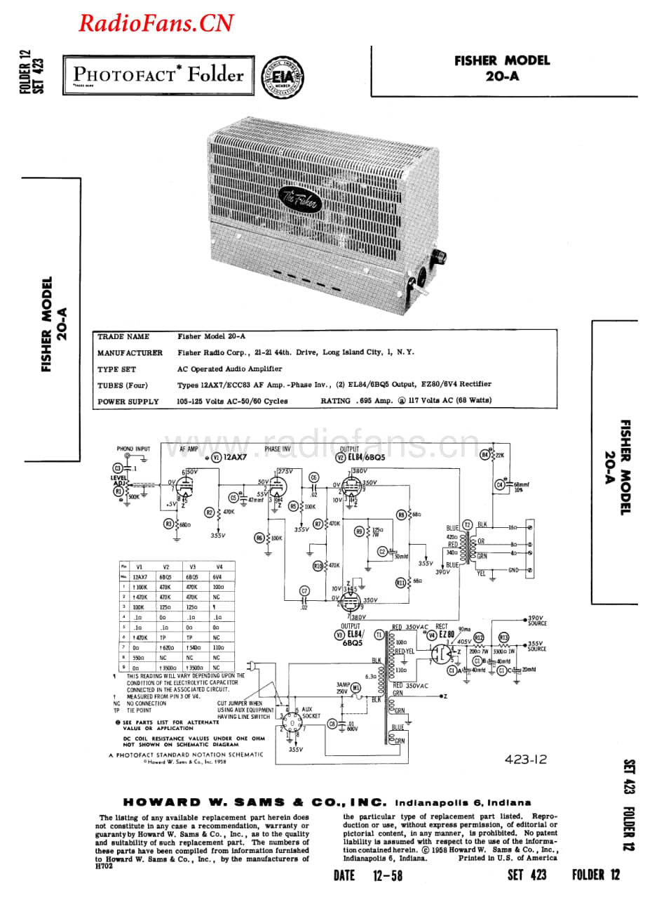 Fisher-20A-pwr-sch维修电路图 手册.pdf_第1页
