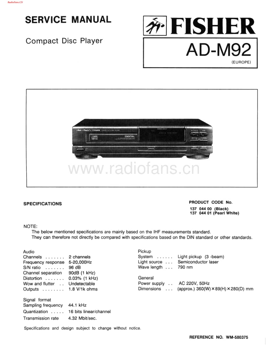 Fisher-ADM92-cd-sch维修电路图 手册.pdf_第1页
