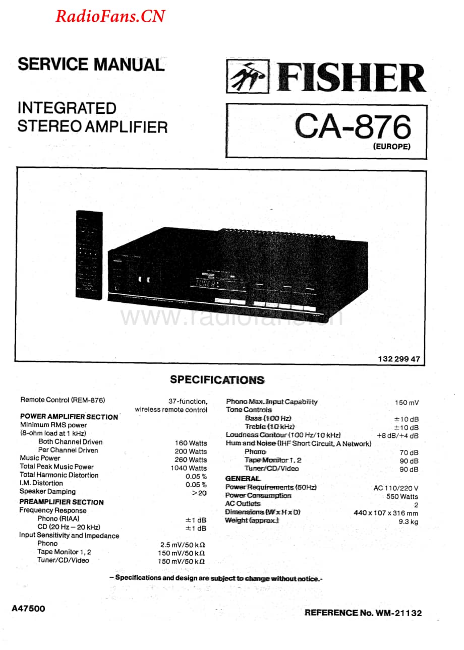 Fisher-CA876-int-sm维修电路图 手册.pdf_第1页