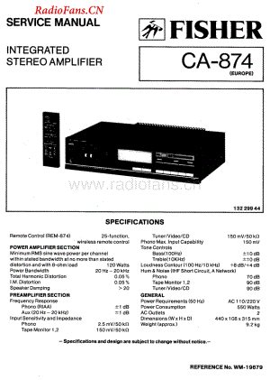 Fisher-CA874-int-sm维修电路图 手册.pdf