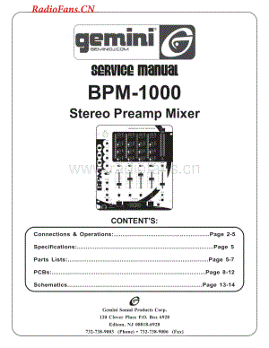 Gemini-BPM1000-mix-sm维修电路图 手册.pdf