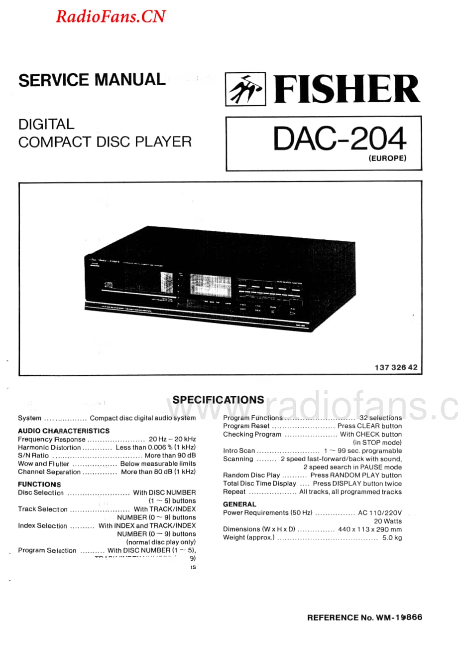 Fisher-DAC204-cd-sm维修电路图 手册.pdf_第1页