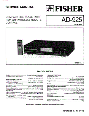 Fisher-AD925-cd-sch维修电路图 手册.pdf