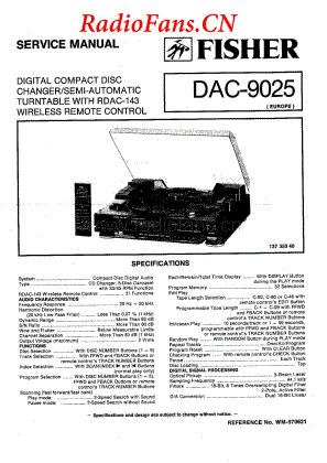 Fisher-DAC9025-cd-sm维修电路图 手册.pdf