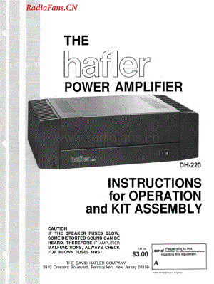 Hafler-DH220-pwr-sm维修电路图 手册.pdf