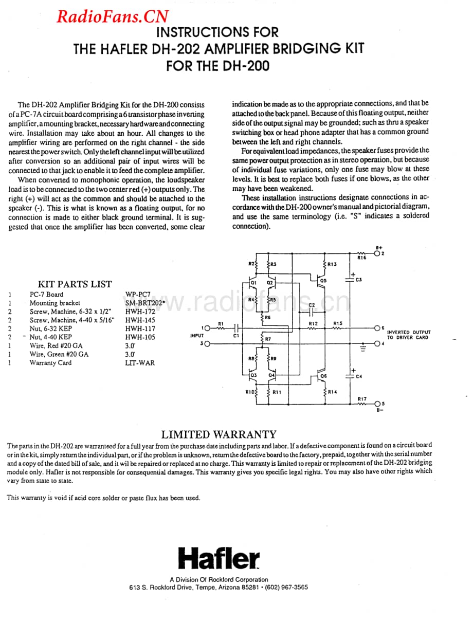 Hafler-DH202PC7-bridge-sm维修电路图 手册.pdf_第1页