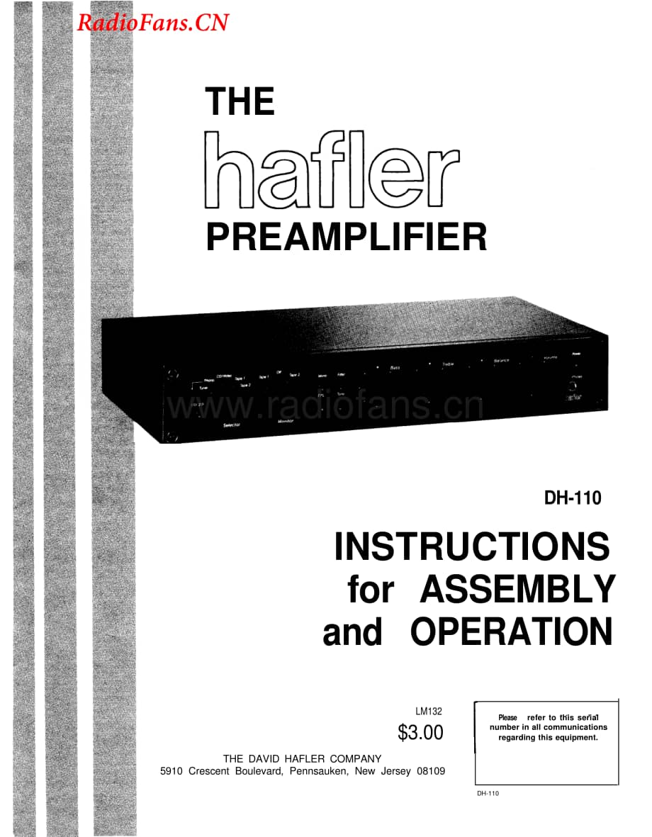 Hafler-DH110-pre-sm维修电路图 手册.pdf_第1页