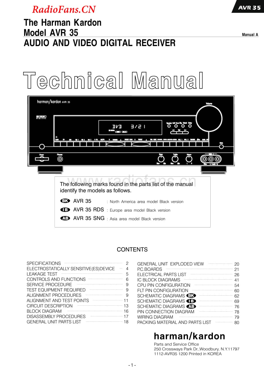 HarmanKardon-AVR35-avr-sm2维修电路图 手册.pdf_第1页