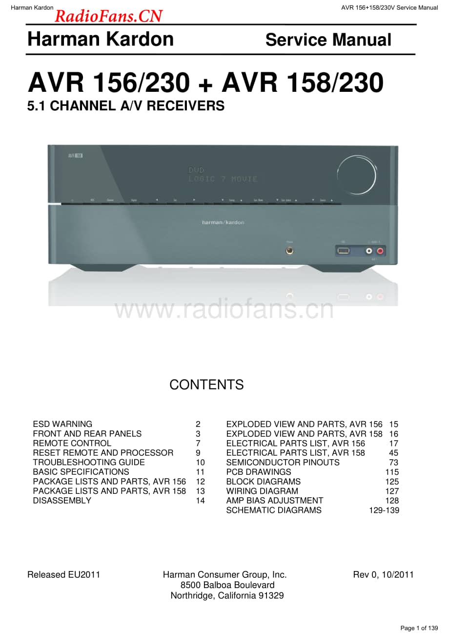 HarmanKardon-AVR156.230-avr-sm维修电路图 手册.pdf_第1页