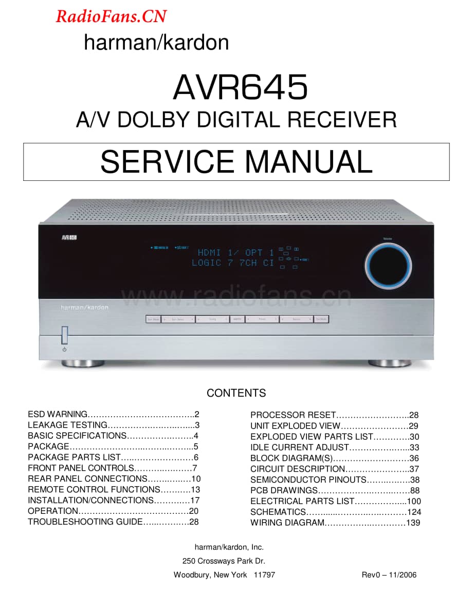 HarmanKardon-AVR645-avr-sm维修电路图 手册.pdf_第1页