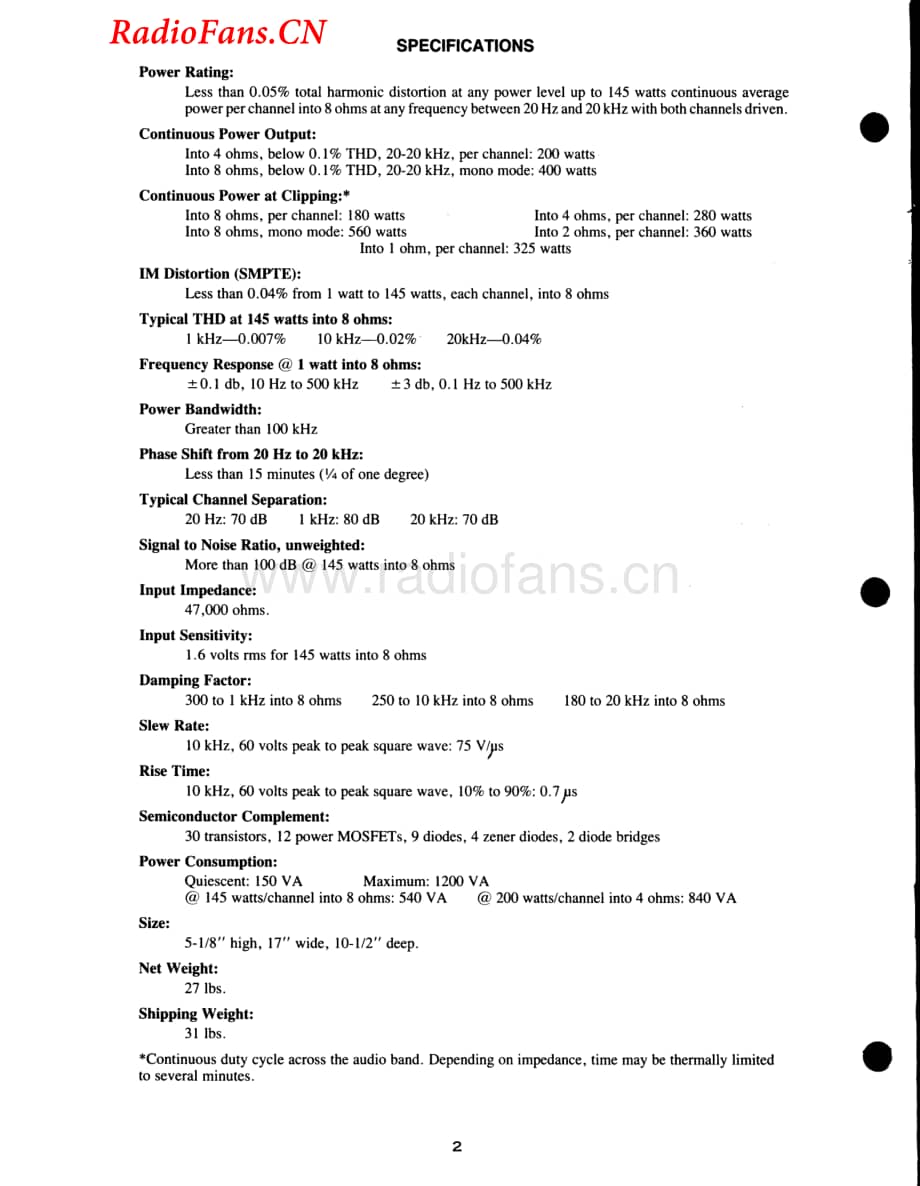 Hafler-XL280-pwr-sm维修电路图 手册.pdf_第2页