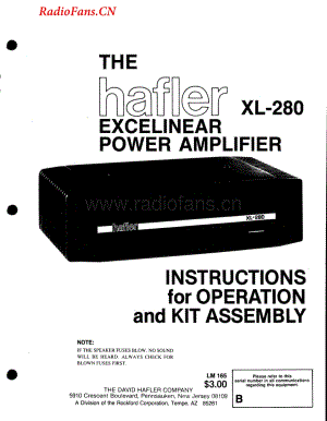 Hafler-XL280-pwr-sm维修电路图 手册.pdf