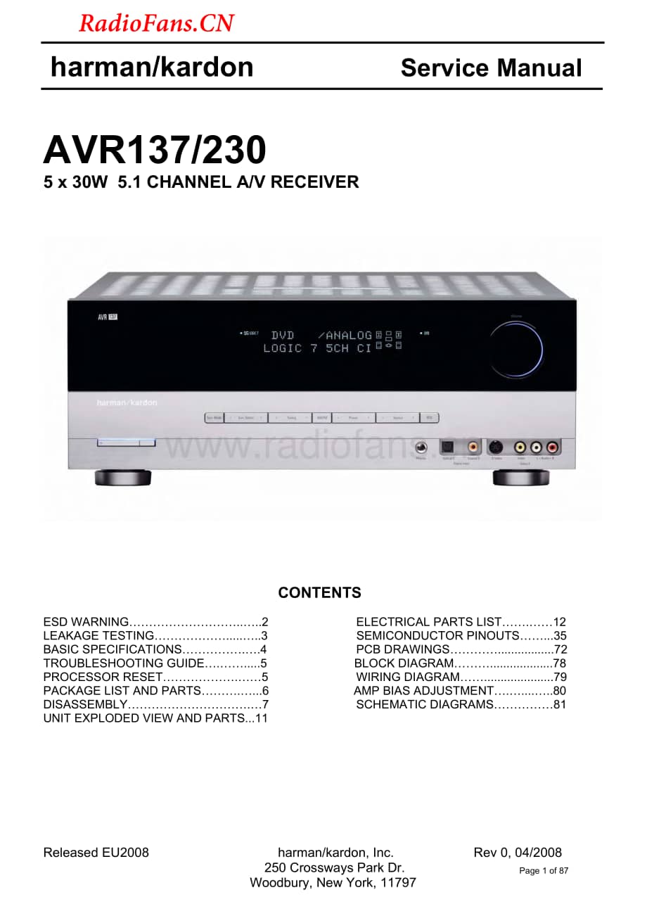 HarmanKardon-AVR137.230-avr-sm维修电路图 手册.pdf_第1页