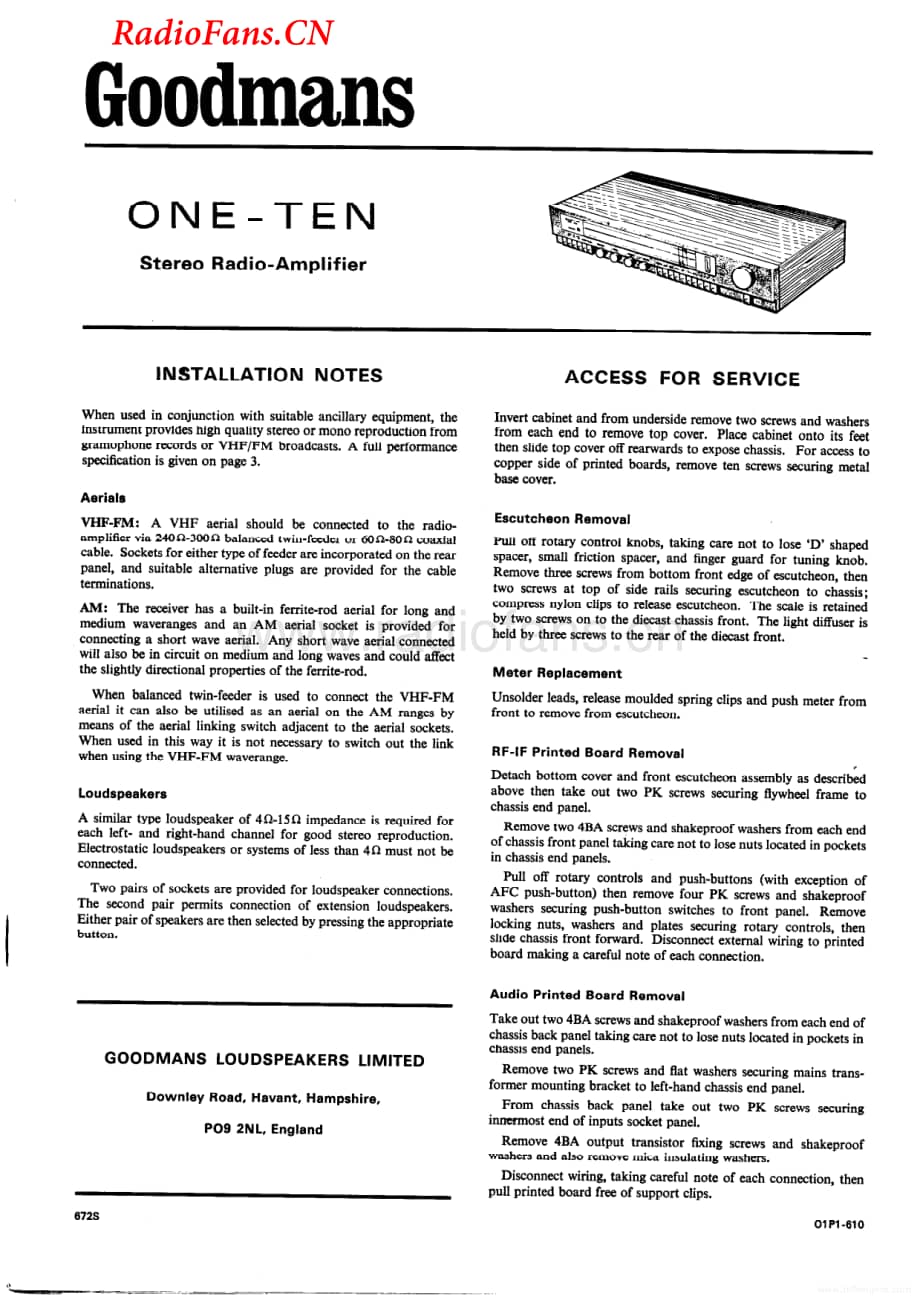 Goodmans-OneTen-rec-sm维修电路图 手册.pdf_第1页