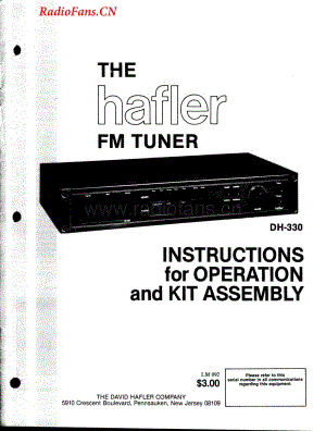 Hafler-DH330-tun-sm维修电路图 手册.pdf