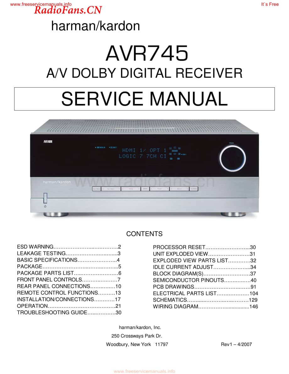 HarmanKardon-AVR745-avr-sm维修电路图 手册.pdf_第1页