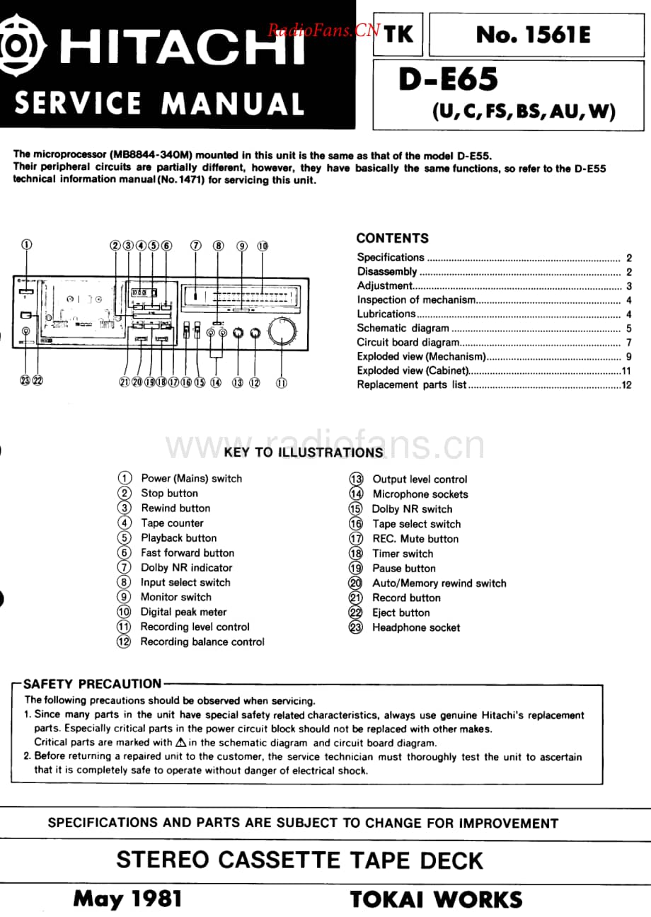 Hitachi-DE65-tape-sm维修电路原理图.pdf_第1页