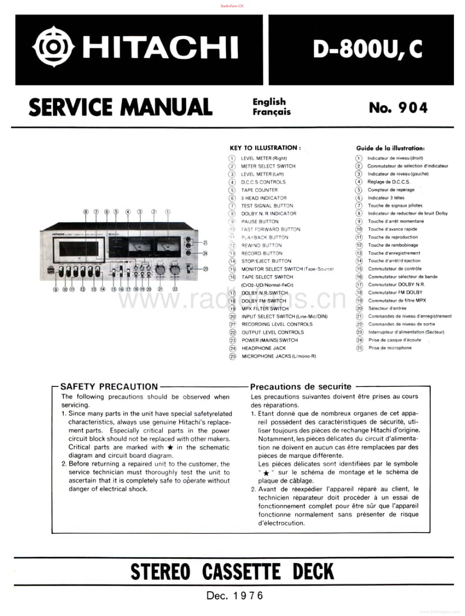 Hitachi-D800U-tape-sm维修电路原理图.pdf_第1页