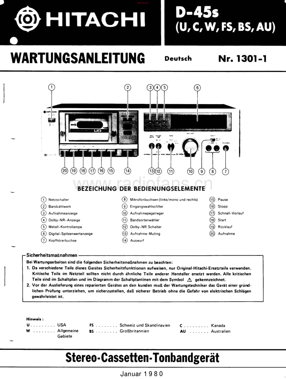 Hitachi-D45S-tape-sm维修电路原理图.pdf_第1页