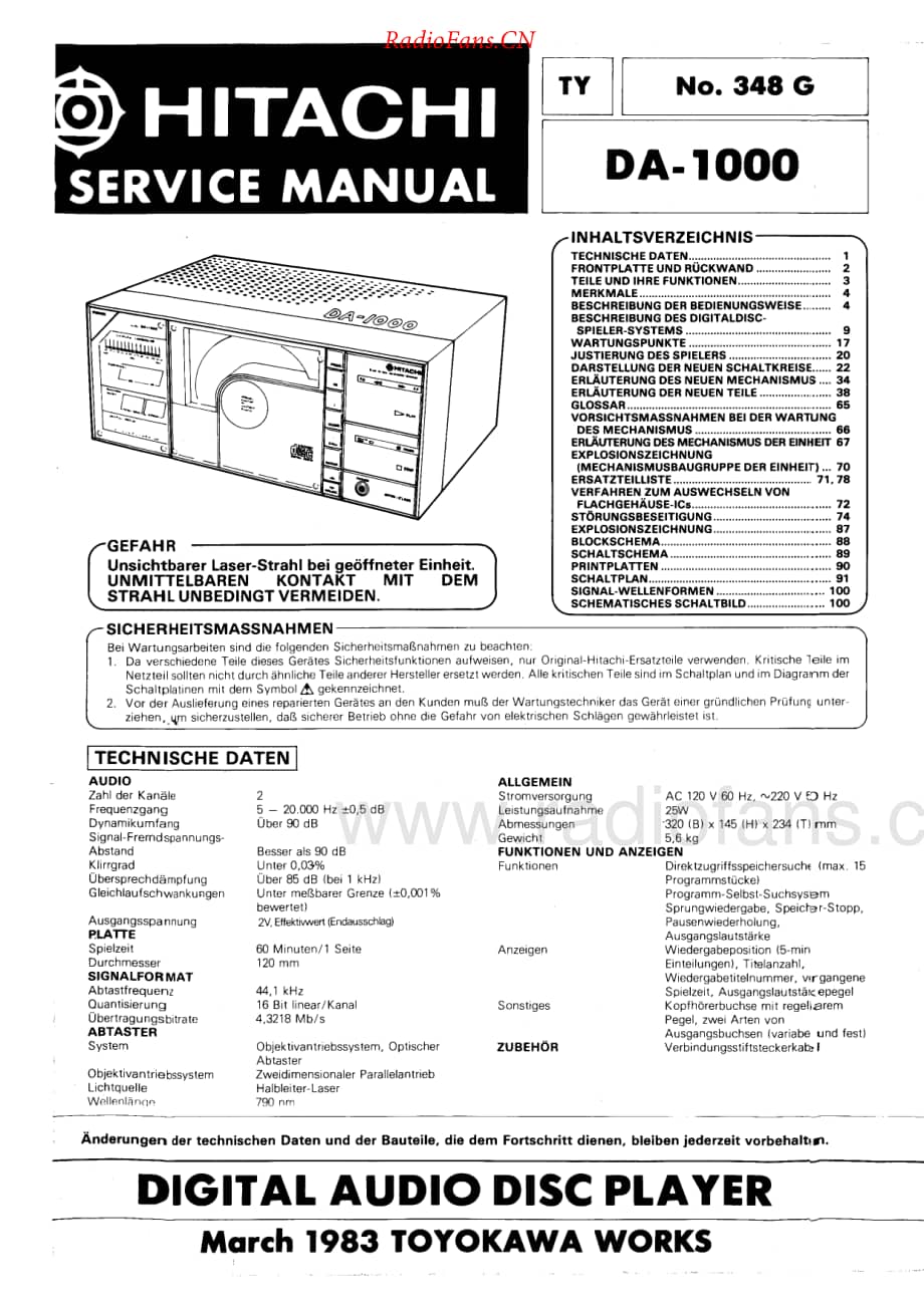 Hitachi-DA1000-cd-sm维修电路原理图.pdf_第1页