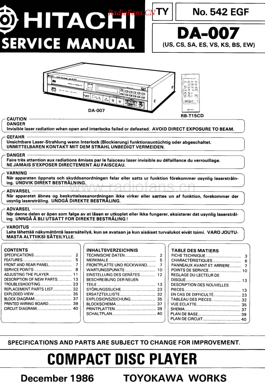 Hitachi-DA007-cd-sm维修电路原理图.pdf_第1页