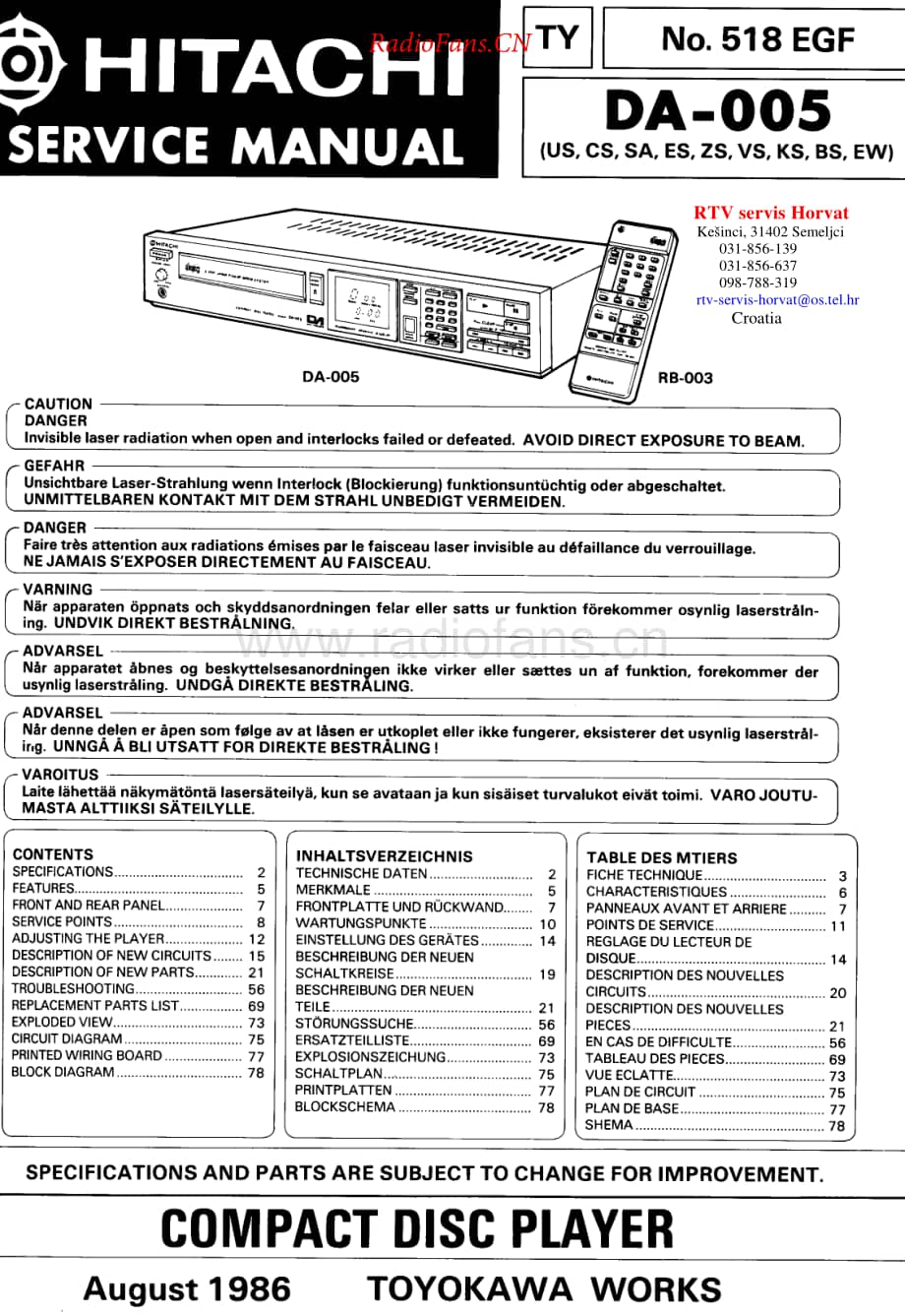 Hitachi-DA005-cd-sm维修电路原理图.pdf_第1页