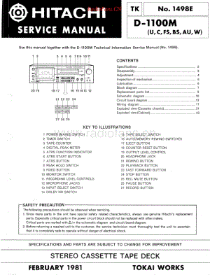 Hitachi-D1100M-tape-sm维修电路原理图.pdf