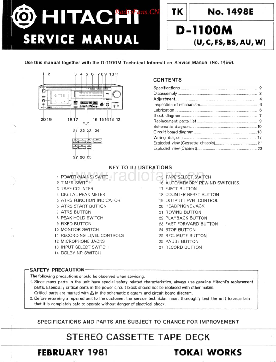 Hitachi-D1100M-tape-sm维修电路原理图.pdf_第1页