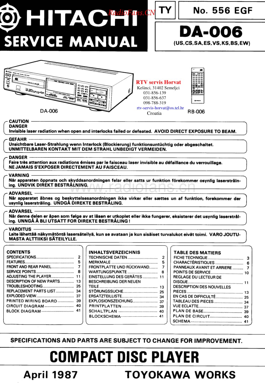 Hitachi-DA006-cd-sm维修电路原理图.pdf_第1页
