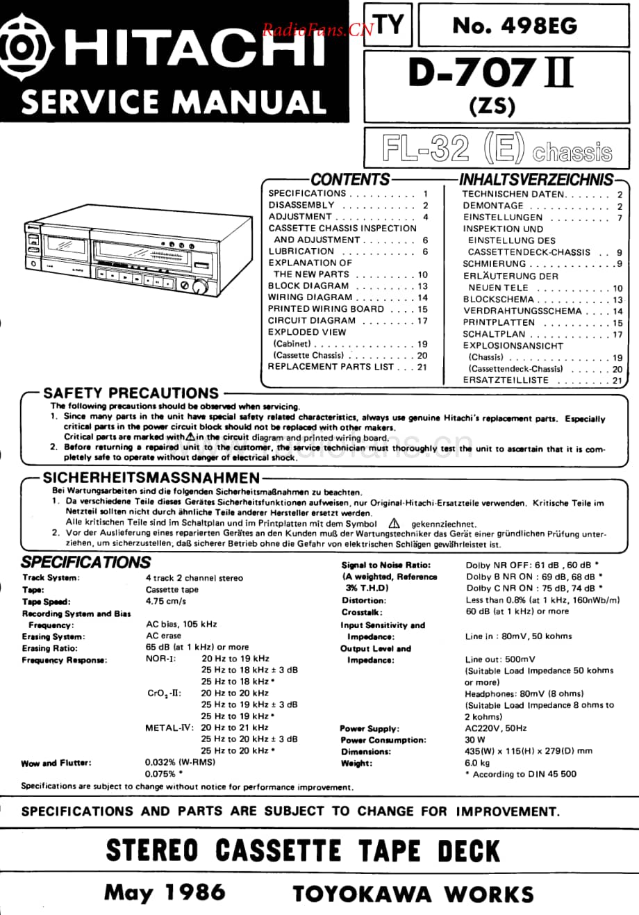 Hitachi-D707ll-tape-sm维修电路原理图.pdf_第1页
