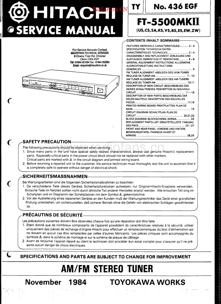 Hitachi-FT5500MK2-tun-sm维修电路原理图.pdf_第1页
