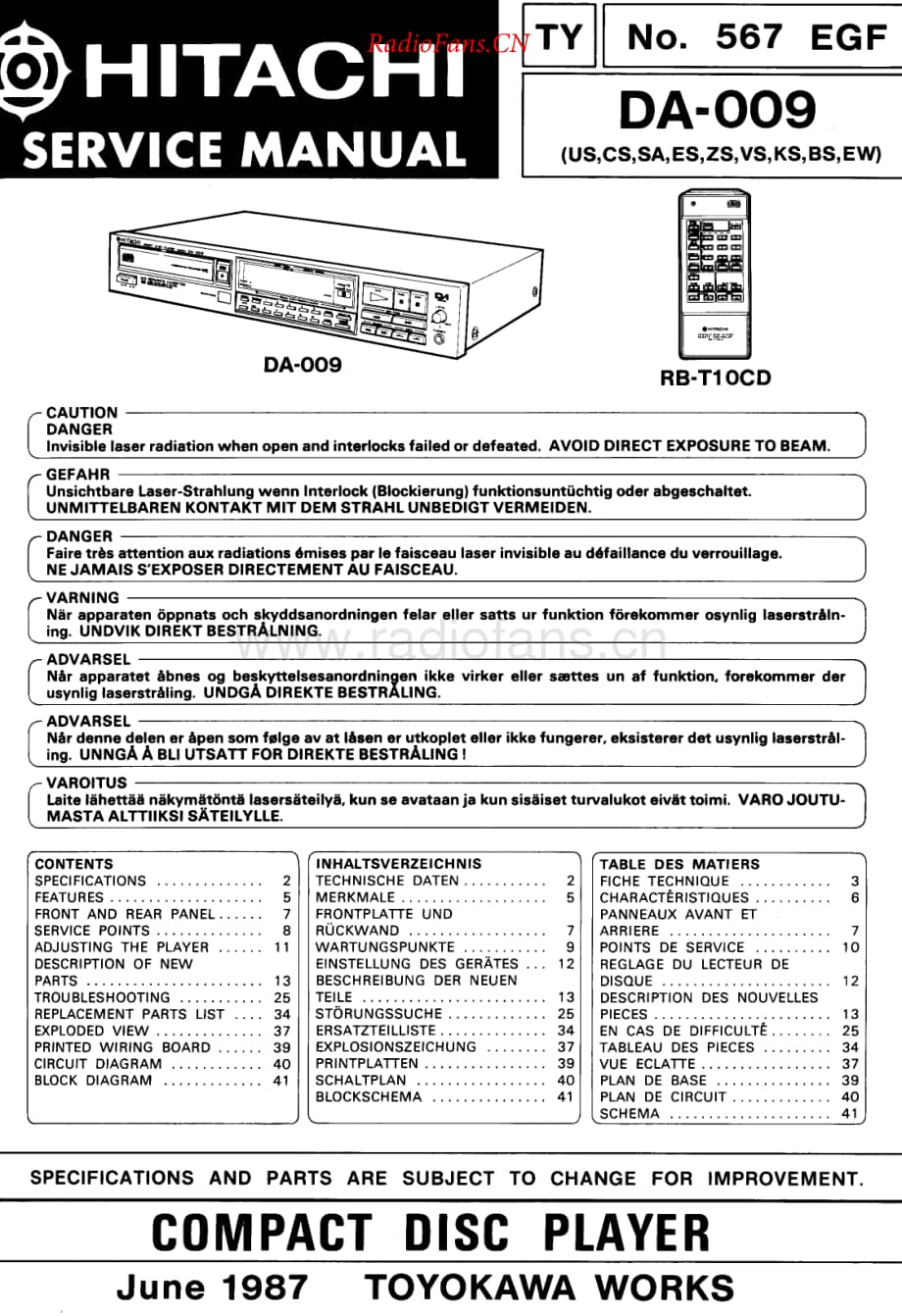 Hitachi-DA009-cd-sm维修电路原理图.pdf_第1页