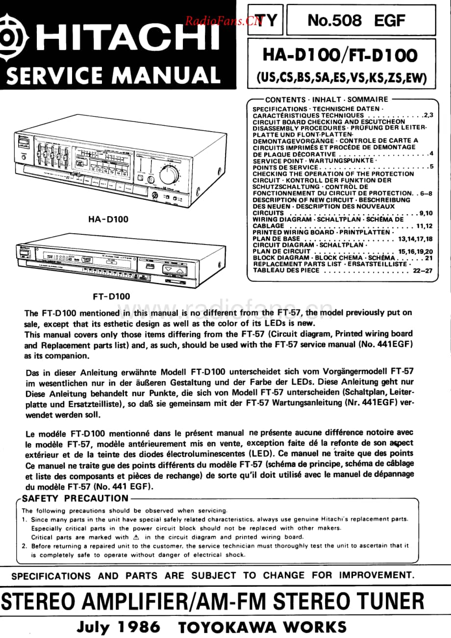 Hitachi-HAD100-int-sm维修电路原理图.pdf_第1页